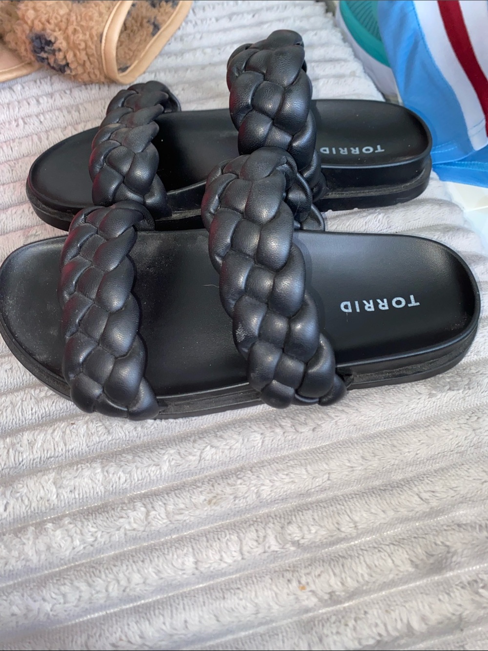 torrid Black Braided Double-Strap Slide Sandals 9 - Picture 3 of 5